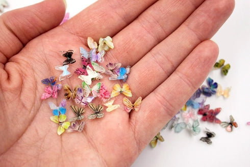 60 Pcs Micro Resin Butterflies, Dollhouse Miniature Tiny Butterflies, Terrarium Fairy Garden Dollhouse Ornament, Mini Micro Landscaping Decoration...