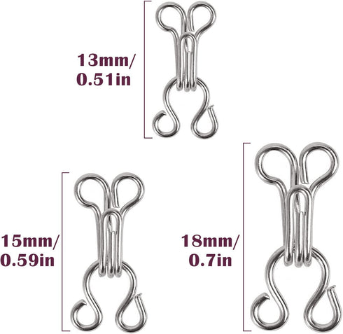 PECMER 100set Copper Sewing Hook and Eye 3# Silver Bra Hooks for Skirt Clothing Bra Hook Replacement Trousers Skirt Dress Sewing Closure Sewing Ho...