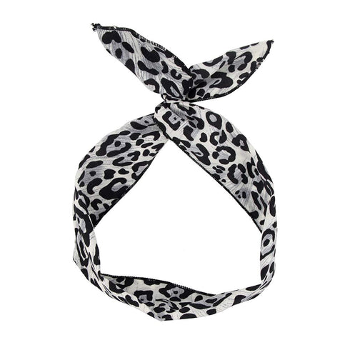 Women Cheetah Print Wire Headband Rabbit Ears Hairband Wired Hair Tie Scarf Head Wrap/Assorted 9 Colors...