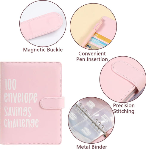 Toguma 100 Envelopes Money Saving Challenge Book, Easy and Fun to Save to 5,050, Savings Challenges Book with Envelopes Clearly Visible Budget Pla...