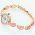 Women's Small Face Wrist Watches Limited Edition Rose Gold Watch Natural Leaf Pattern Lady Bracelet Jewelry Rhinestone Bangle Wristwatch...