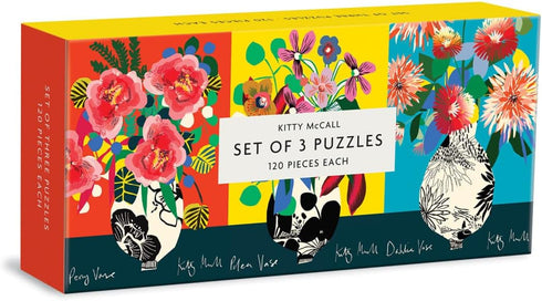 Galison Kitty McCall Puzzle Set, Includes 3 Coordinating 120-Piece Puzzles, 5.5” x 8” Each – Art Puzzle with Illustrations with Vibrant Colors, Th...
