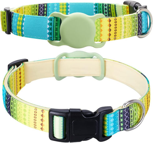 AirTag Cat Collar, Animire Soft Neoprene Padded Air Tag Collar for Extra Small Dogs, Polyester Puppy Pet Collar with Silicone AirTag Case Holder A...