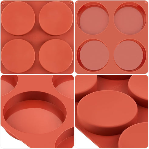 JOERSH 2-PK Silicone Egg Molds 4 Inch Jumbo Muffin Top Baking Pans, Non-Stick Large Disc Round Silicone Molds for Hamburger Bun, Corn Bread, Pie, ...
