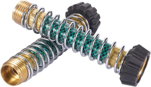 Garden Hose Coiled Spring Protector with Solid Brass Faucet Hoses Coupling Adapter Extension with Comfortable Rubberized Grip 2pcs...