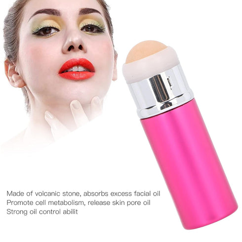 Facial Roller,Volcanic Stone Oil Control Roller Mini Oil Absorbing Roller for Skincare Makeup Face Massage(Oil-absorbing roller-rose red)...