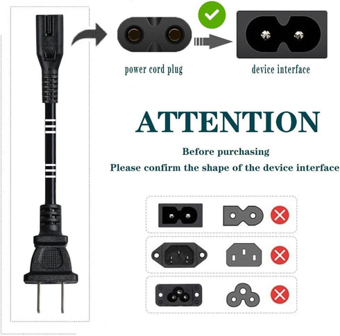2Prong AC TV Power Cord Cable for TCL Roku Samsung LG Sony Insignia Jvc Sharp Toshiba Vizio Hisense Ultra HD Smart LCD TV Replacement Power Cable...