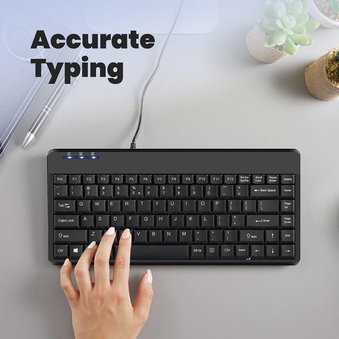 Perixx PERIBOARD-409U Wired USB Mini Keyboard, Black, US English Layout...
