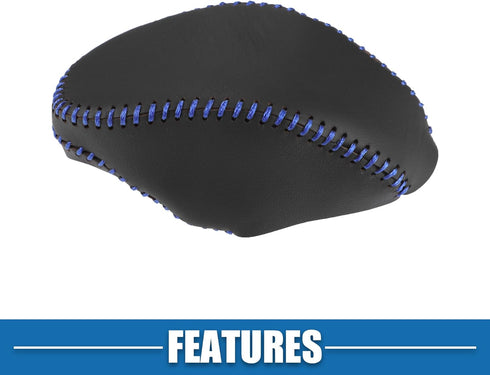 Car Gear Shifting Knob Cover Automatic Transmission Lever Trim for Toyota RAV4 2019-2023 Faux Leather Black Blue Stitches...