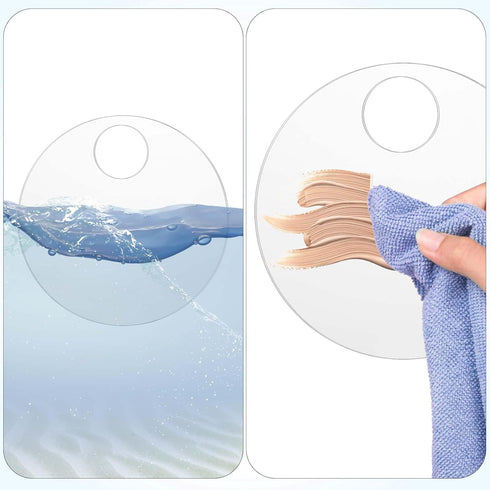2PCS Makeup Mixing Palette with 2PCS Metal Spatula, Mixing Pigment Palette, Round White Clear Foundation Palette for Make up Eyeshadow Liquid Foun...