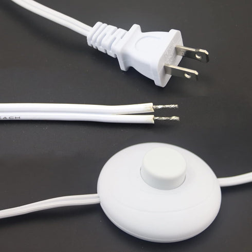 Rextin 2 pcs Light Cord with Foot Switch 1.8m / 5.9FT Lamp Cord Stripped Ends,Lamp Cord with Foot Pedal Switch and Plug Replacement for Wire DIY a...