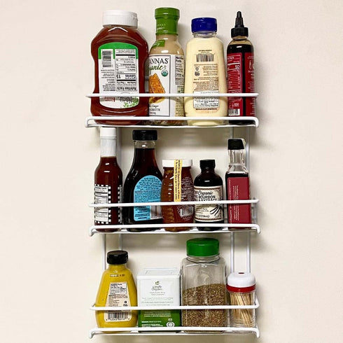 Evelots 3-Tier Spice Rack-Door/Wall Mounted-Sturdy Coated Metal-Up to 18 Bottles...
