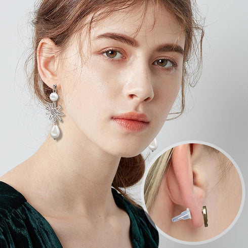 200Pcs 5 Styles Clear Earring Backs Small Back Earring Stoppers Silicone Soft Full Covered Ear Nuts Round Heart Shaped Transparent Earring Stopper...