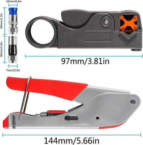 Coax Cable Crimper Kit Tool for RG6 RG59 Coaxial Compression Tool Fitting Wire Stripper with 20pcs F Compression Connectors...