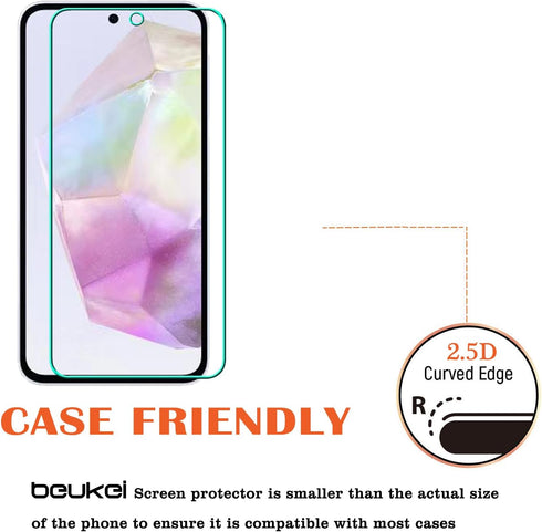 beukei (3 Pack) Designed for Samsung Galaxy A35 5G / Galaxy A35 Screen Protector Tempered Glass,Touch Sensitive,Case Friendly, 9H Hardness...
