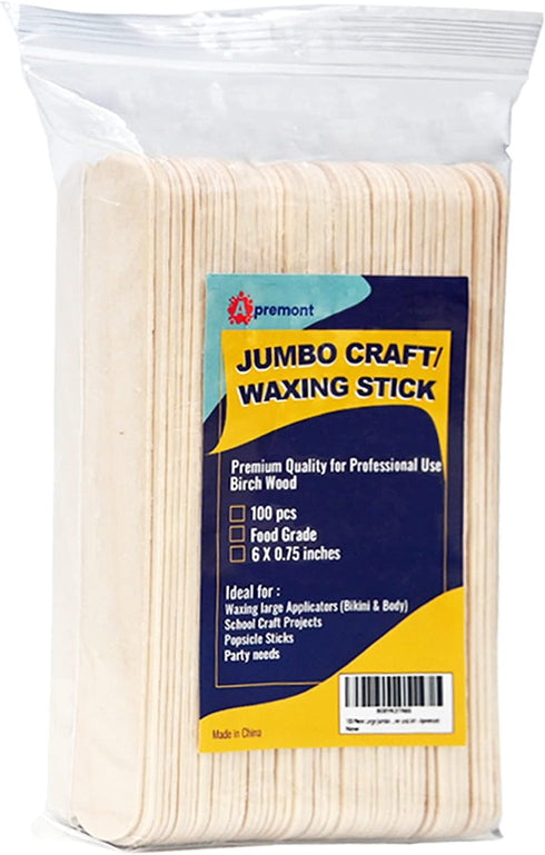 100 Piece Large Jumbo Wooden Craft Sticks (6" x 3/4"), Premium Natural Organic Wood for Waxing, Craft Project, Tongue Depressor, Popsicle, Ice Cre...