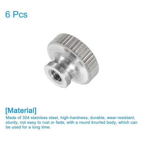 uxcell Knurled Thumb Nuts, 6Pcs M3 x D11mm x H7mm Stainless Steel Round Knobs Fasteners Blind Hole Hand Screw Nut Silver for 3D Printer Parts, Mac...