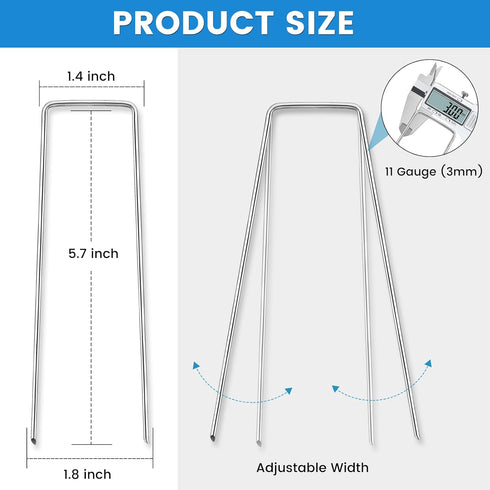 Garden Stakes - Landscape Staples 20 Pack 11 Gauge Tent Stakes, Garden Staples 6 Inch Anti-Rust Landscape Stakes for Weed Barrier, Irrigation Tubi...
