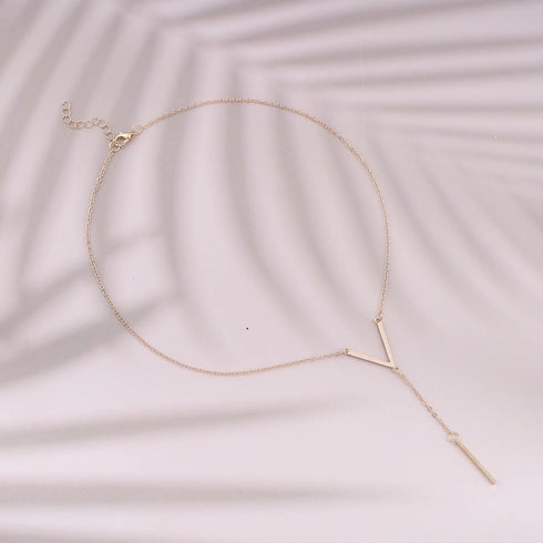 Vintage Long Bar Drop Y Necklace Bar Pendant Necklace Gold V Shape Necklace Bar Y Lariat Necklace Jewelry for Women...