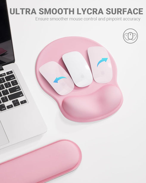 Ergonomic Mouse Pad Wrist Support Set, Memory Foam Keyboard Wrist Rest Set, Relieve Wrist Pain Keyboard Pad, Non-Slip Base Mousepad(Pink Set)...