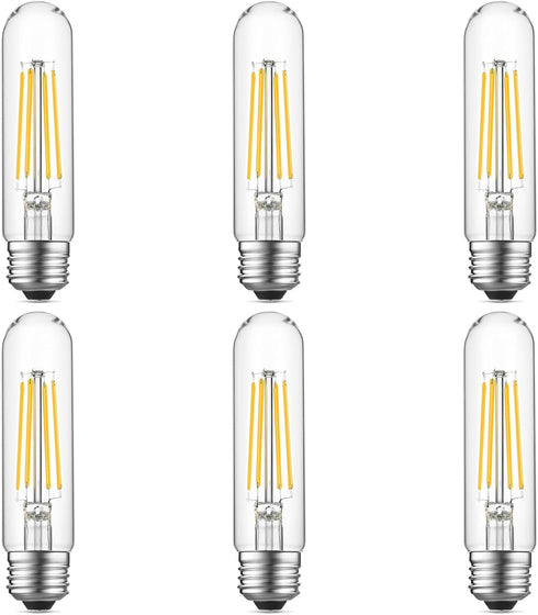 Tubular Light Bulb 6W Equal E26 LED Bulb 60 Watt Dimmable Cool White 4000K E26 Edison Bulb AC120V 750LM T9 T10 LED Bulb for Rustic Pendant, Island...