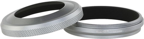 Haoge LH-X49W 2in1 All Metal Ultra-thin Lens Hood with Adapter Ring Set for Fuji Fujifilm FinePix X70 X100 X100S X100T X100F Silver Replaces Fujif...