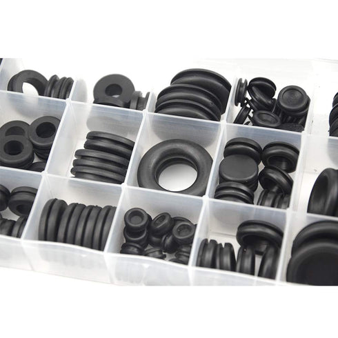 XINGYHENG 125Pcs 18 Sizes Rubber Grommets Eyelet Ring Gasket Repair Box Washer Seal Assortment Set for Plumbing Automotive General Repair...