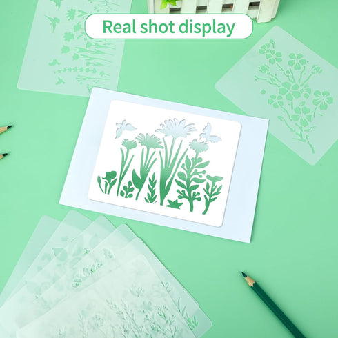 Flower Stencils for Painting, 9 PCS Reusable Floral Stencil Wildflower Stencils Spring Stencils Drawing Templates Stencils DIY Craft Template for ...