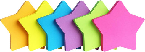 Star Shape Sticky Notes 6 Color Bright Colorful Sticky Pad 75 Sheets/Pad Self-Sticky Note Pads (6 Pads)...