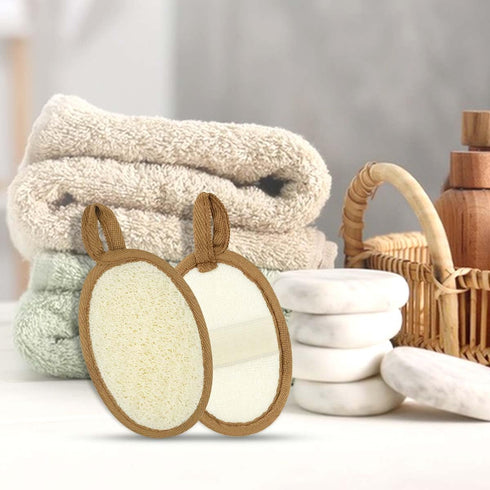 2 Pack Exfoliating Loofah Sponge Pads Natural Loofah Sponge Body Scrubber for Shower Bath Shower Loofah Sponge for Face and Body Luffa Sponge for ...