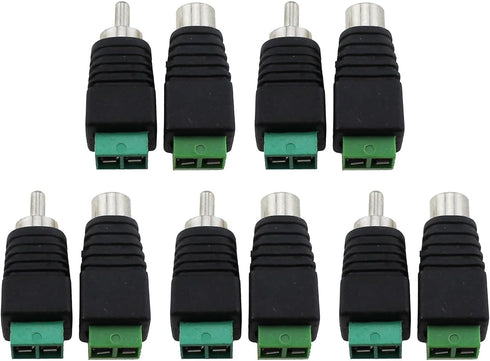 10PCS Video Connector Adaptor RCA Header Solderless Audio Header Black AV Audio Male and Female Plug 37MM/1.46Inch for Speaker Cable to RCA Adapto...