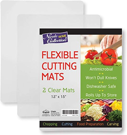 Flexible Plastic Cutting Board Mats set, Clear Kitchen Cutting Board Set of 2 Clear Mats (1)...