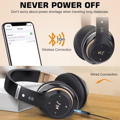 6S Wireless Bluetooth Headphones Over Ear, Hi-Fi Stereo Foldable Wireless Stereo Headsets Earbuds with Built-in Mic, Volume Control, FM for Phone/...