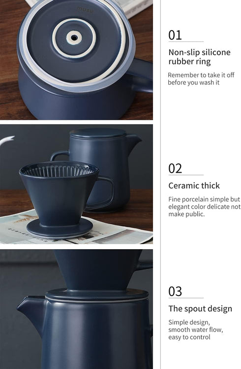 30oz Coffee Maker Press Coffee Maker With Hand Coffee Pot Set Ceramic Coffee Filter Cup Drip Coffee Hand Pot (dark grey)...