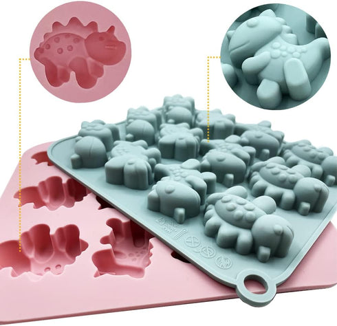 2 Pack Cute Dinosaur Silicone Molds 12 Cavity 3D Dinosaur Themed Baking Mould Tray DIY Baking Tool for Chocolate Cake Dessert Candy Mousse Pastry ...