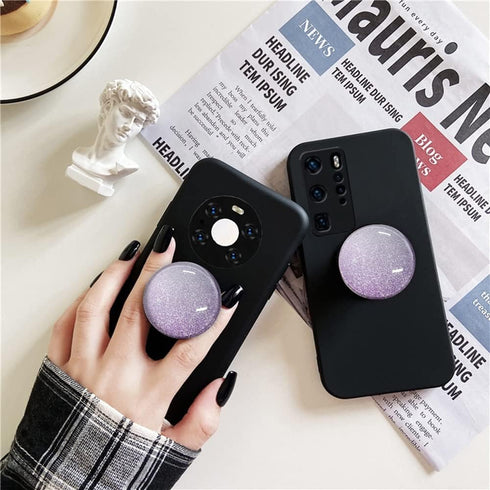 Clear Crystal Collapsible Expandiing Mobile Phone Grip Stand Holder for Smartphones and Tablets Cell Phone Accessory (Purple Glitter)...