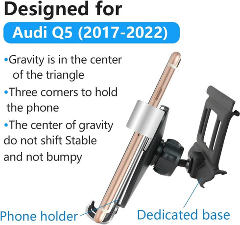 LUNQIN Car Phone Holder for Audi Q5 2018-2024 and Audi SQ5 2018-2024 Auto Interior Accessories Best Phones Mount Cell Cellphone Mobile Cradle Char...