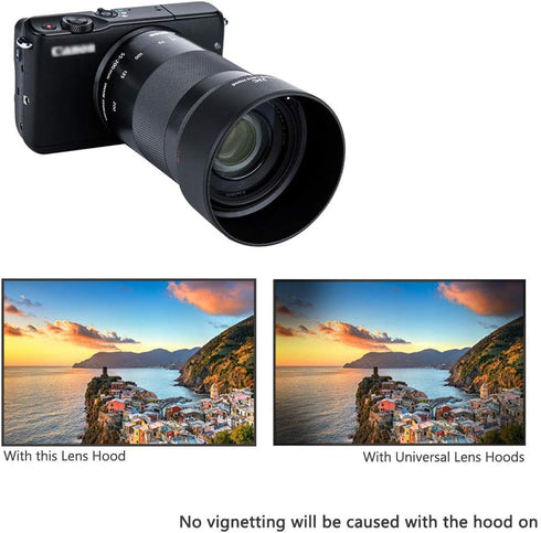 JJC Bayonet Dedicated Lens Hood Shade for Canon EF-M 55-200mm f/4.5-6.3 is STM Lens on Canon EOS M50 M100 Mirrorless Camera, Replaces Canon ET-54B...