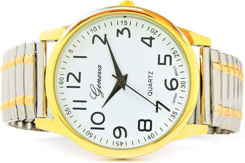 2Tone Large Face Easy to Read Stretch Band Watch...