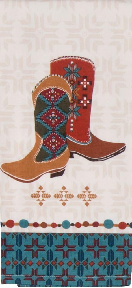 Southwest at Heart Kitchen Towel Set - Cowboy Boots & Cattle Skull (2 Item Bundle)...