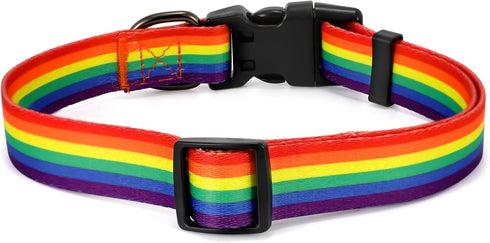 WHIPPY Rainbow Flag Dog Collar Soft Gay Pride Puppy Collar LGBTQ Pet Collar for Parade Adjustable LGBT Rainbow Stripe Dog Collar with Buckle for S...