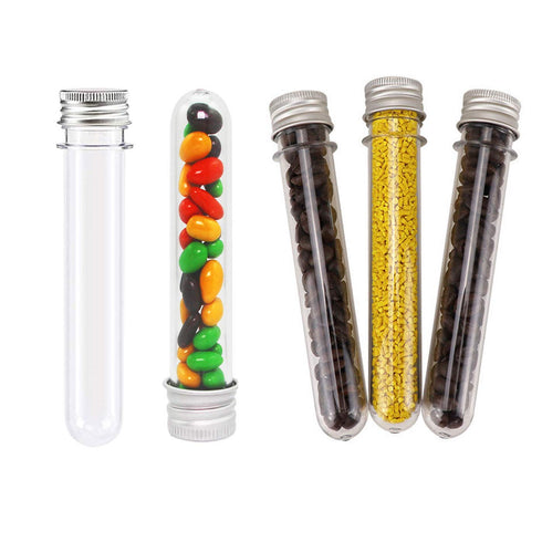 Test Tubes 25x140mm(40ml), Clear Plastic Tubes with Screw Caps for Science Experiment Party Decoration Christmas Birthday Gifts Candy Storage...