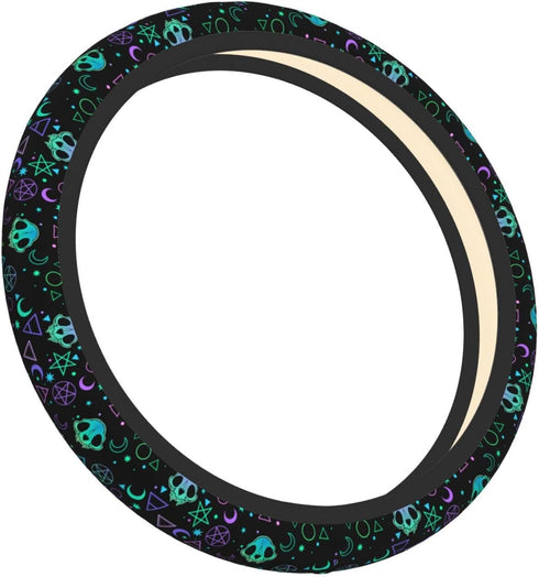 Magic Skull Magical Star Moon Steering Wheel Cover for Women Men Girls Car Accessories Decor Anti-Slip Neoprene Auto Steering Wheel Covers Protect...