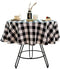 Buffalo Plaid Round Tablecloth Checkered Cotton Linen Table Cover for Kitchen Dining Room Home Decor ( Round - 48 Inch, White & Black )...
