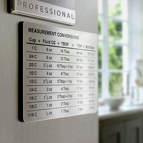 Magnetic Kitchen Baking Conversion Chart,Stainless Steel Conversion Refrigerator Magnet Chart for Cups Tablespoons Teaspoons Fluid Oz Milliliters,...