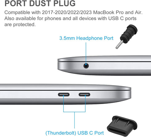 USB C Dust Plug and 3.5mm Headphone Plugs for Laptop Phone Thunderbolt Port Protection Anti Dust Cover MacBook Accessories Compatible with MacBook...
