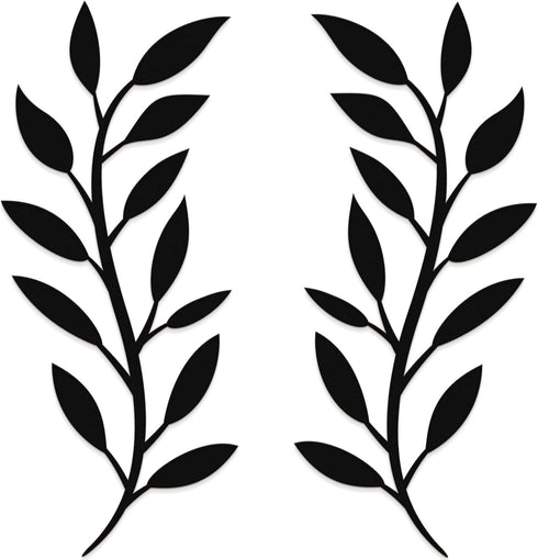Vivegate Scroll Olive Branch Leaf Metal Wall Decor - 16"X16" 2 Black Wrought Iron Scroll Vine Art Metal Wall Farmhouse Signs For Hanging Above Doo...