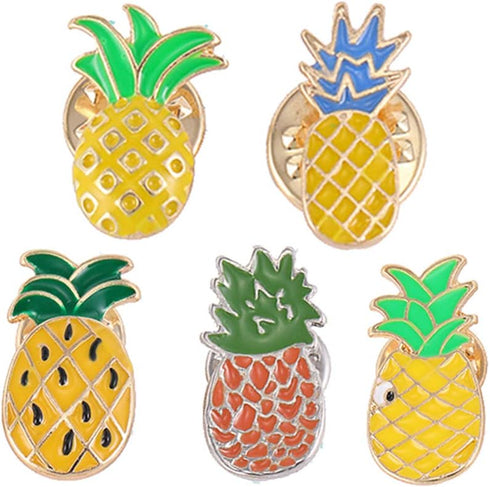 Amosfun 5pcs Lovely Originality Fashion Fruits Brooch Summer Style Small Fresh Oil Dripping Pineapple Brooch Pins...