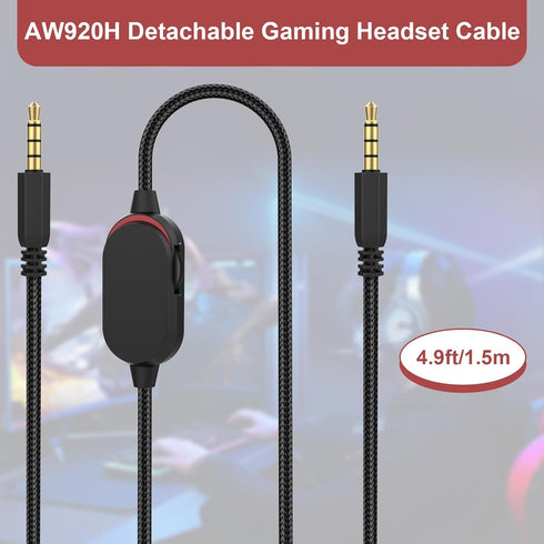 AW920H Gaming Headset Cable,Audio Aux Cable Compatible with Alienware AW720H AW310H AW510H 988 Alienware Dell Gaming Headset,Inline Mute Switch&Vo...