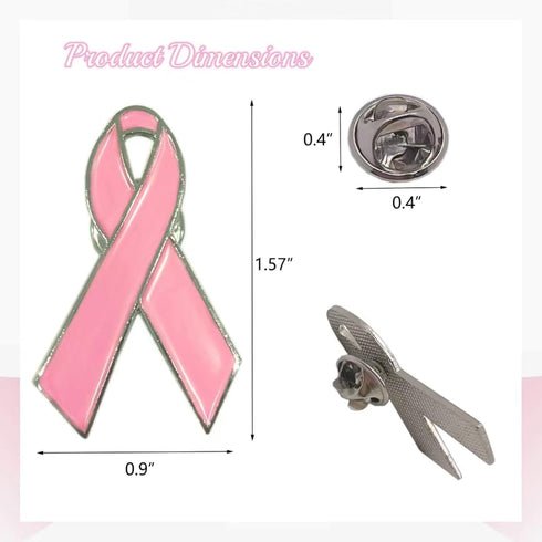 TANG SONG 50PCS 0.9''x1.57'' Breast Cancer Awareness Lapel Pins Pink Ribbon Pins Hope Ribbon Lapel Pins for Charity Recognition, Public Event, Fun...